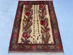 3x5 Sultani Accent Rug - Floral Tribal Rug- Hand-Knotted Wool Rug, Vegetable Dyed, Perfect For Living Room, Bedroom, Kids Room Gift - thumbnail 1