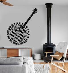 Wall Vinyl Music Guitar Rock Star Usa Flag Guaranteed Quality Decal 1695Dz - thumbnail 1