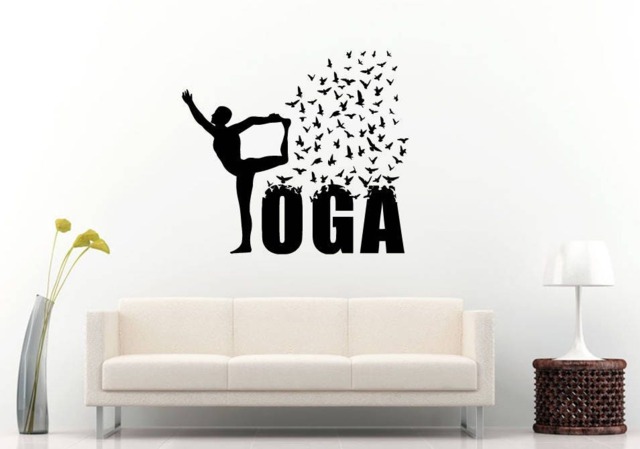 Yoga Pose Birds Flying Studio Mandala Henna Mehndi Namaste Om Meditation Wall Sticker Decal Vinyl Mural Decor Art L2234 - image 1