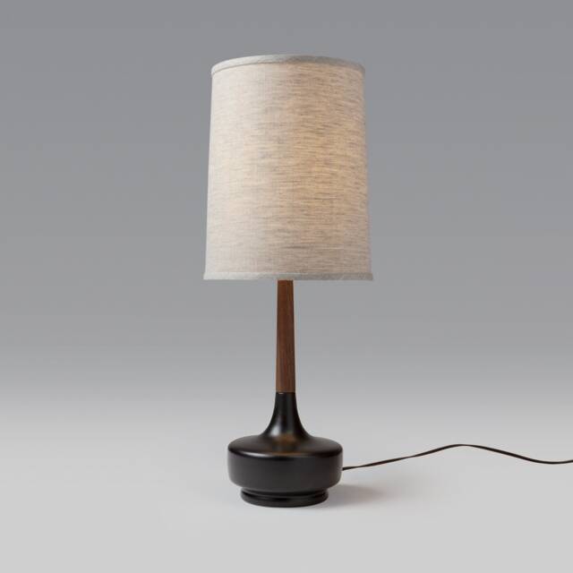 "Mid Century Table Lamp Ceramic & Ebonized Walnut ""Brooke P-Town" - image 1