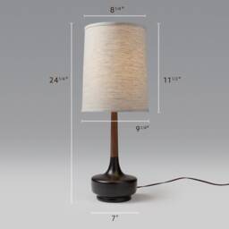 "Mid Century Table Lamp Ceramic & Ebonized Walnut ""Brooke P-Town" - thumbnail 2