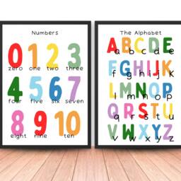 Kids Educational Set Of Posters - Children's Wall Art Abc Alphabet Numbers 123 Playroom Decor Bedroom Nursery Prints Learning Ed - thumbnail 2