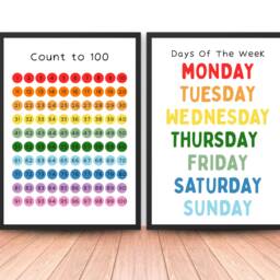 Kids Educational Set Of Posters - Children's Wall Art Abc Alphabet Numbers 123 Playroom Decor Bedroom Nursery Prints Learning Ed - thumbnail 3