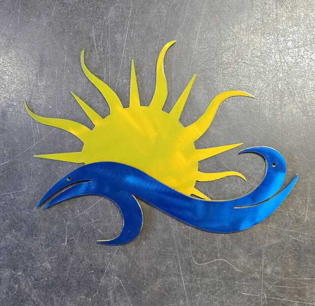 Sun & Waves Metal Art - Wall Nautical Beach House Decor Ocean Or Seaside Home Accent Handmade in Usa