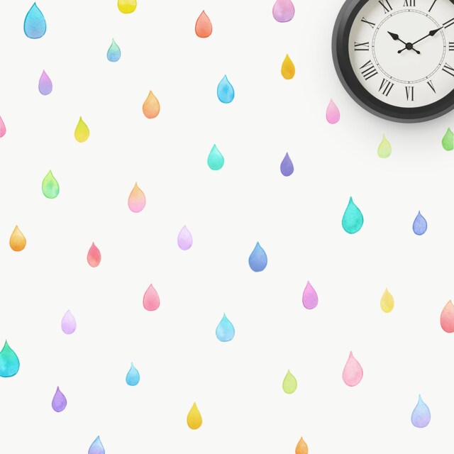 Fabric Wall Decal, Raindrop Nursery, Watercolour Room Decor, Kids Stickers - image 1