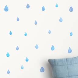 Fabric Wall Decal, Raindrop Nursery, Watercolour Room Decor, Kids Stickers - thumbnail 2