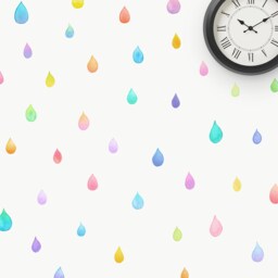 Fabric Wall Decal, Raindrop Nursery, Watercolour Room Decor, Kids Stickers