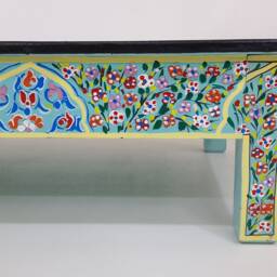 Hand Painted Moroccan Wood Coffee Table Turquoise, Artisan Bois Rouge Star Medallion Low Table, Luxury Boho Decor - Mohandicrafts - thumbnail 4