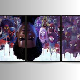 Across The Spiderverse 4 Piece Wall Art, Spiderman Poster, Miles Morales Movie Poster New Spiderman Gift, Large Spider-Man Art Prints - thumbnail 2