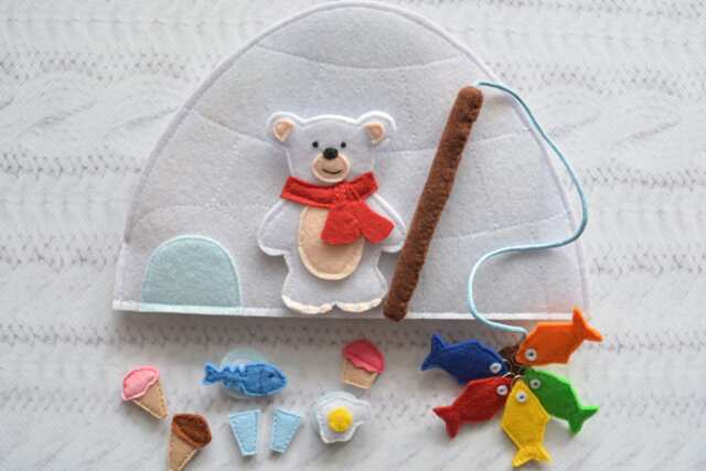 Felt Quiet Book Igloo Polar Bear Montessori Activity Toy - image 1
