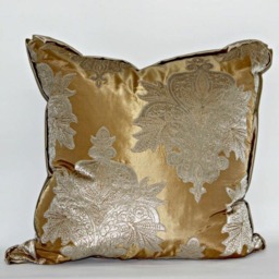 Gold Vivienne Metallic Custom Decorative Pillow Cover, Throw Beige Silk Taffeta, Satin Size 23 X - thumbnail 1