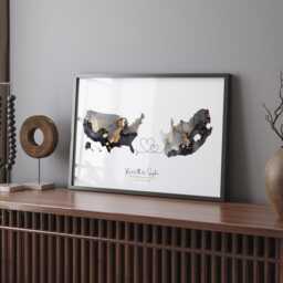 Usa & South Africa Map Black & Gold Travel Wall Art Print - United States America Moving Home Gift - thumbnail 2