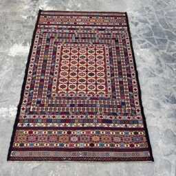 Luxurious 4'1x6'5 Ft Afghan Somak Kilim - Vintage Handwoven Wool Flatweave Carpet, Bold Tribal Pattern Area Rug, Classic Home Decor Piece - thumbnail 2