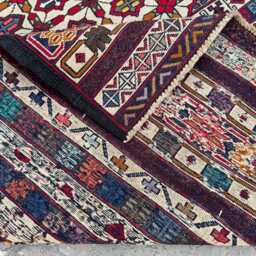 Luxurious 4'1x6'5 Ft Afghan Somak Kilim - Vintage Handwoven Wool Flatweave Carpet, Bold Tribal Pattern Area Rug, Classic Home Decor Piece - thumbnail 4