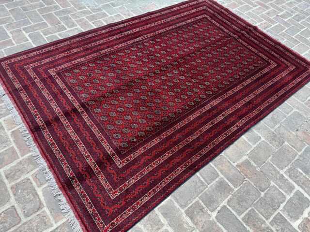 6x9 Afghan Bukhara Wool Carpet - Artisan Handwoven Traditional Design Large Area Rug For Lounge, Hallway Or Office Interior - image 1