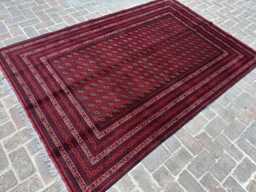 6x9 Afghan Bukhara Wool Carpet - Artisan Handwoven Traditional Design Large Area Rug For Lounge, Hallway Or Office Interior