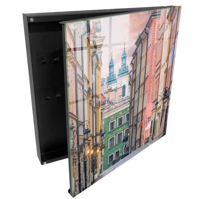 Colorful Tenement Houses Key Cabinet For Home, Pink Box Wall, Photographic Cities, Lovers Of Urban Landscapes - image 1