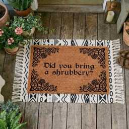 Did You Bring Shrubbery? Doormat, Celtic Vine Border, Gothic Quote Entryway Decor