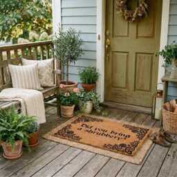 Did You Bring Shrubbery? Doormat, Celtic Vine Border, Gothic Quote Entryway Decor - thumbnail 2