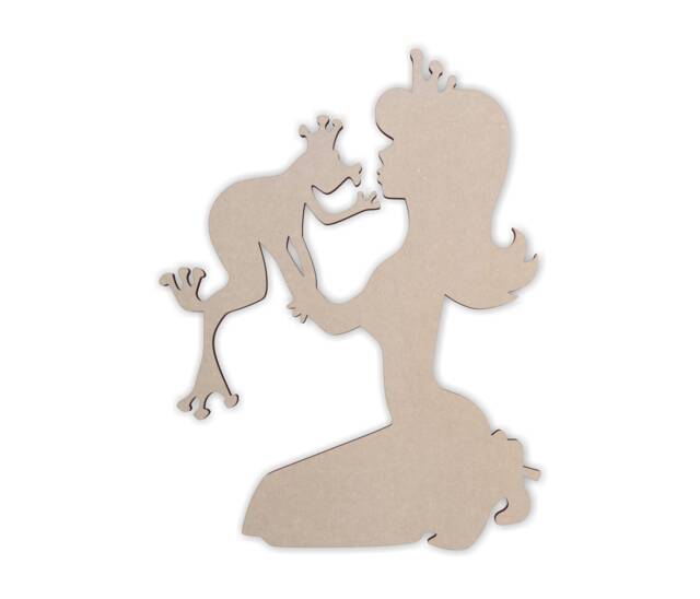 Unfinished Wooden Princess Kissing Frog Shape - Wall Art Decor - image 1