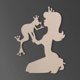 Unfinished Wooden Princess Kissing Frog Shape - Wall Art Decor - thumbnail 2