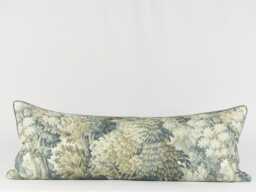Sage Green Lumbar Pillow Cover Vintage Tapestry Fabric With Velvet Piping