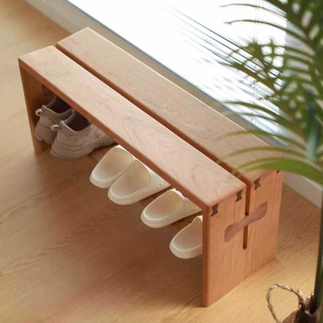 Solid Wood Entryway Bench Shoe Rack Wooden Open Shelf Organizer Storage Space Solution Hallway Unit Small Large Size Hall Stand Hanger - image 1