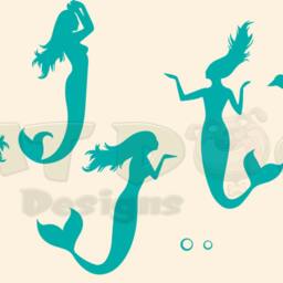 Mermaids & Bubbles Removable Wall Decal, Bathroom Decoration, Kids Room Sticker, Mermaid Decor, Art, Nursery Art - thumbnail 2