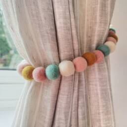 Bloom Pastel Curtain Felt Ball Pom Tie Backs - thumbnail 3