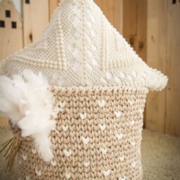 Farmhouse Crochet Pillow Cover Rustic Linen Throw Cushion - thumbnail 2