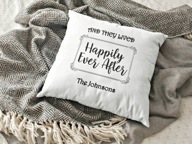 Happily Ever After Pillow Gift For Newlyweds New Home The Bride Couple, Personalized Pillow, Housewarming