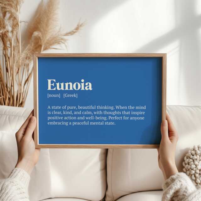 Eunoia Definition Print - Beautiful Mind Wall Art Inspirational Gift For Thoughtful Souls, Home Decor, Or Language Lovers, Greece Keepsake - image 1