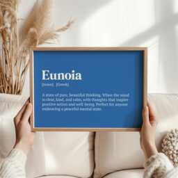 Eunoia Definition Print - Beautiful Mind Wall Art Inspirational Gift For Thoughtful Souls, Home Decor, Or Language Lovers, Greece Keepsake - thumbnail 1