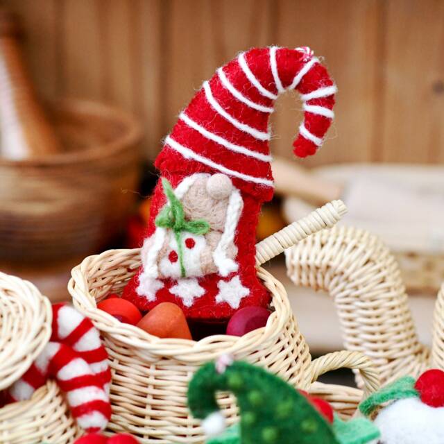 Felt Christmas Mrs Claus, Santa Claus Bauble Ornament