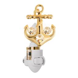 24K Gold Plated Anchor Handcrafted Luxury Night Light Decorated Swarovski Crystals Bedroom Bathroom Kids Room Kitchen Gift Premium Decor
