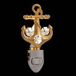 24K Gold Plated Anchor Handcrafted Luxury Night Light Decorated Swarovski Crystals Bedroom Bathroom Kids Room Kitchen Gift Premium Decor - thumbnail 2