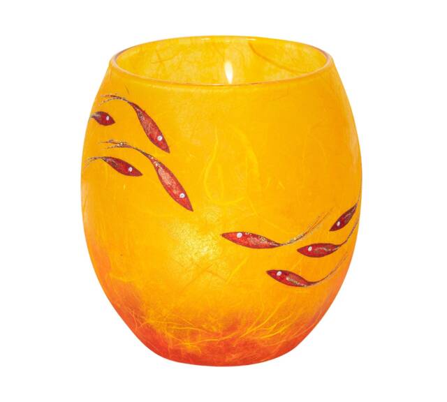 Orange Fish Candle Holder - Hand Painted Strawsilk Glass - image 1