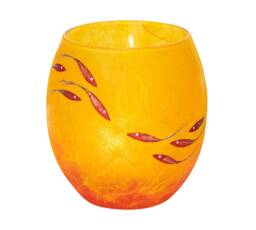 Orange Fish Candle Holder - Hand Painted Strawsilk Glass - thumbnail 1
