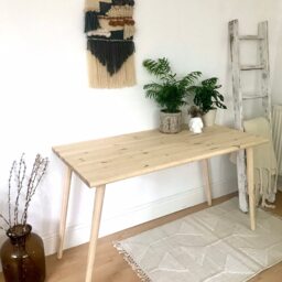 Bespoke Handmade Wooden Table/Desk. 120 X 60, Tapered Wood Legs. Natural, Hipster Urban Style - thumbnail 2