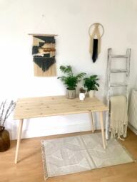 Bespoke Handmade Wooden Table/Desk. 120 X 60, Tapered Wood Legs. Natural, Hipster Urban Style - thumbnail 1