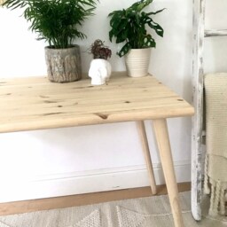 Bespoke Handmade Wooden Table/Desk. 120 X 60, Tapered Wood Legs. Natural, Hipster Urban Style - thumbnail 3