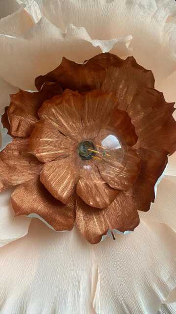 Handmade Crepe Paper Flower Chandelier Blush & Copper Led Statement Light - image 1