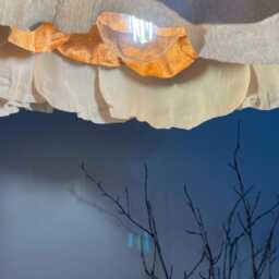 Handmade Crepe Paper Flower Chandelier Blush & Copper Led Statement Light - thumbnail 4