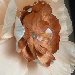Handmade Crepe Paper Flower Chandelier Blush & Copper Led Statement Light - thumbnail 2