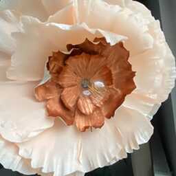 Handmade Crepe Paper Flower Chandelier Blush & Copper Led Statement Light - thumbnail 3