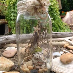 Rustic Beach Wedding Unity Candle Set Terrarium Decor With Shells & Driftwood - thumbnail 3