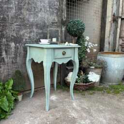 Square Hand Painted Duck Egg Blue French Country Brocante Style Bedside Table - thumbnail 2