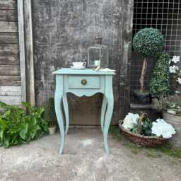 Square Hand Painted Duck Egg Blue French Country Brocante Style Bedside Table - thumbnail 1