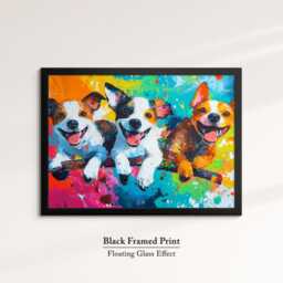 Colorful Dogs Jumping Canvas Art - Vibrant Abstract Pet Wall Decor Modern Splash Painting For Dog Lovers Bold & Playful Home Gift - thumbnail 2
