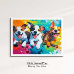 Colorful Dogs Jumping Canvas Art - Vibrant Abstract Pet Wall Decor Modern Splash Painting For Dog Lovers Bold & Playful Home Gift - thumbnail 3